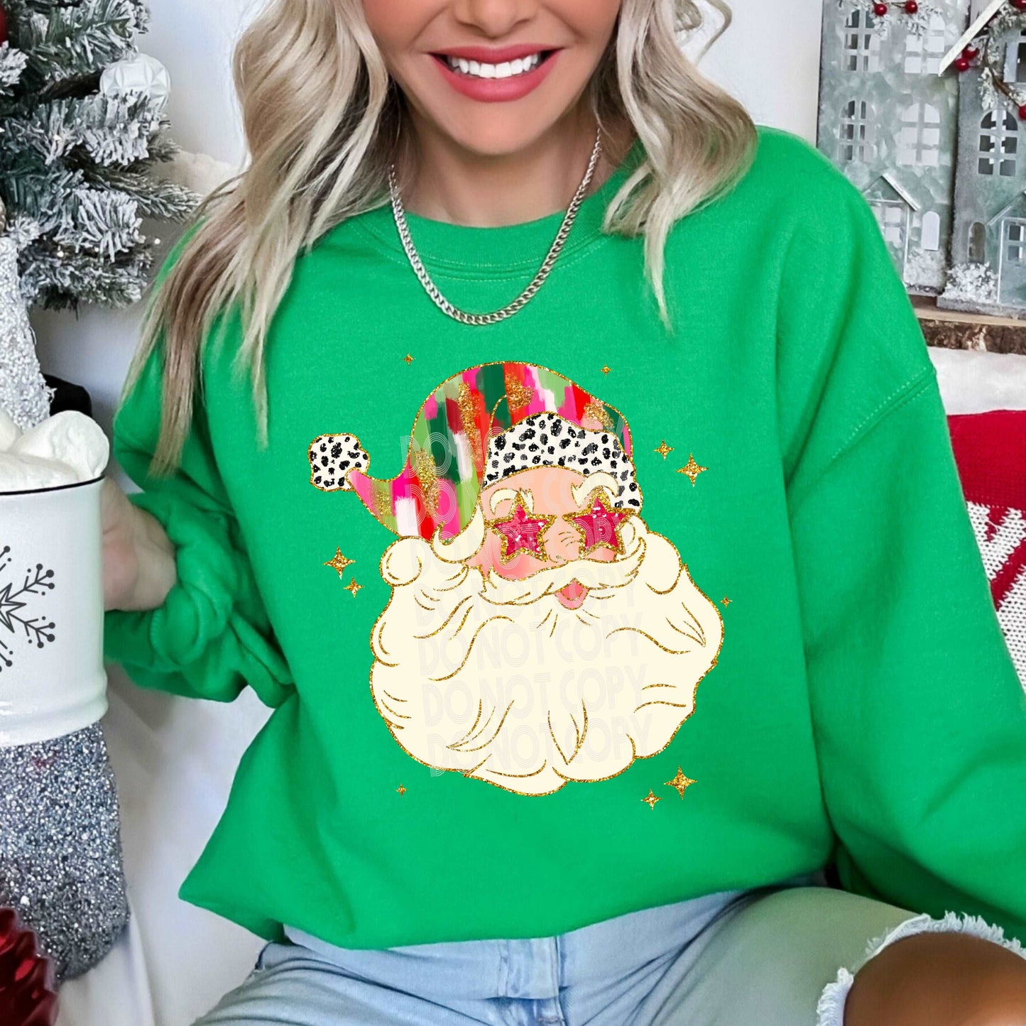 Colorful Christmas Santa #3966 - Ready to Press DTF Transfer Full Color - Pro Blanks