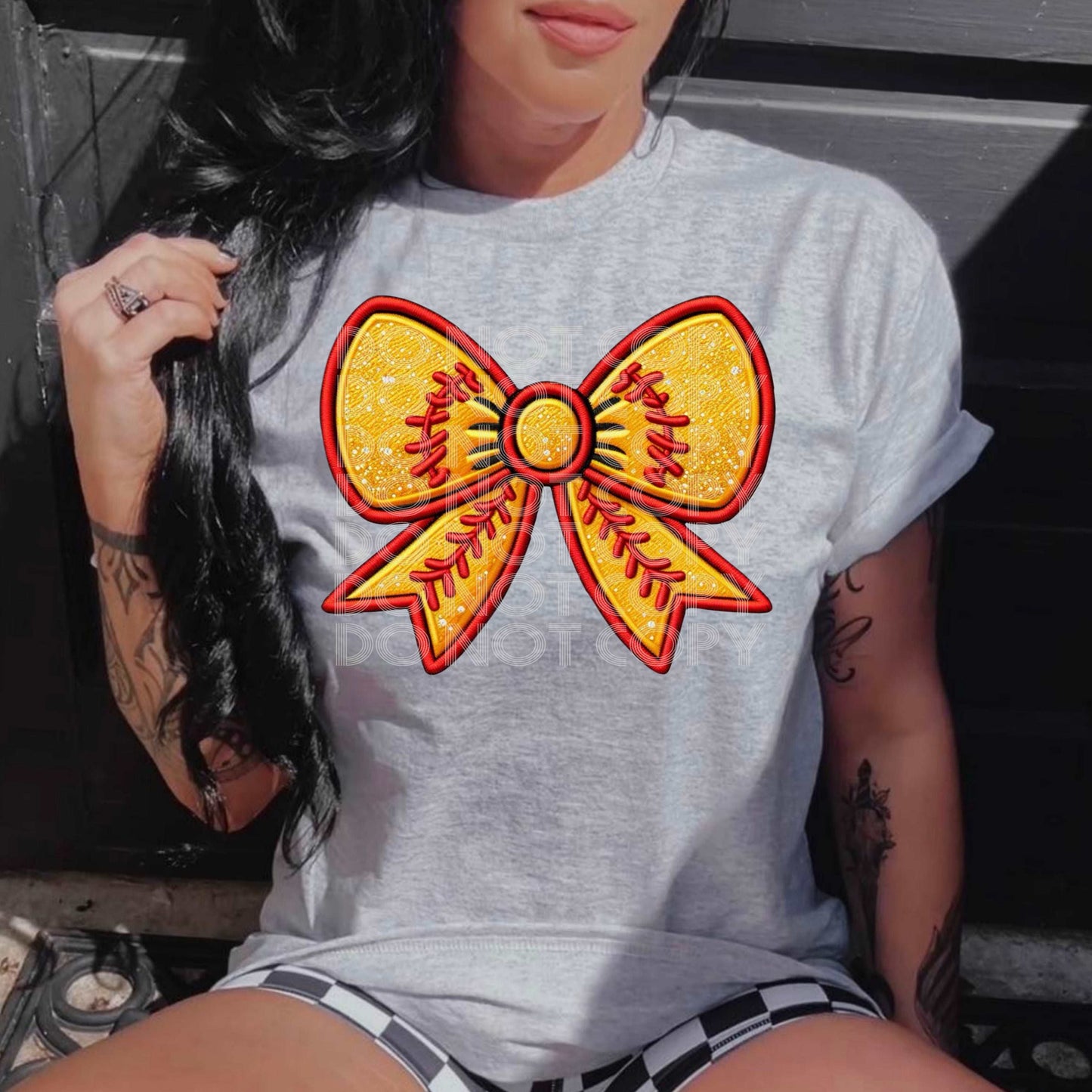 Coquette Bow - Softball #3056 - Ready to Press DTF Transfer Full Color - Pro Blanks