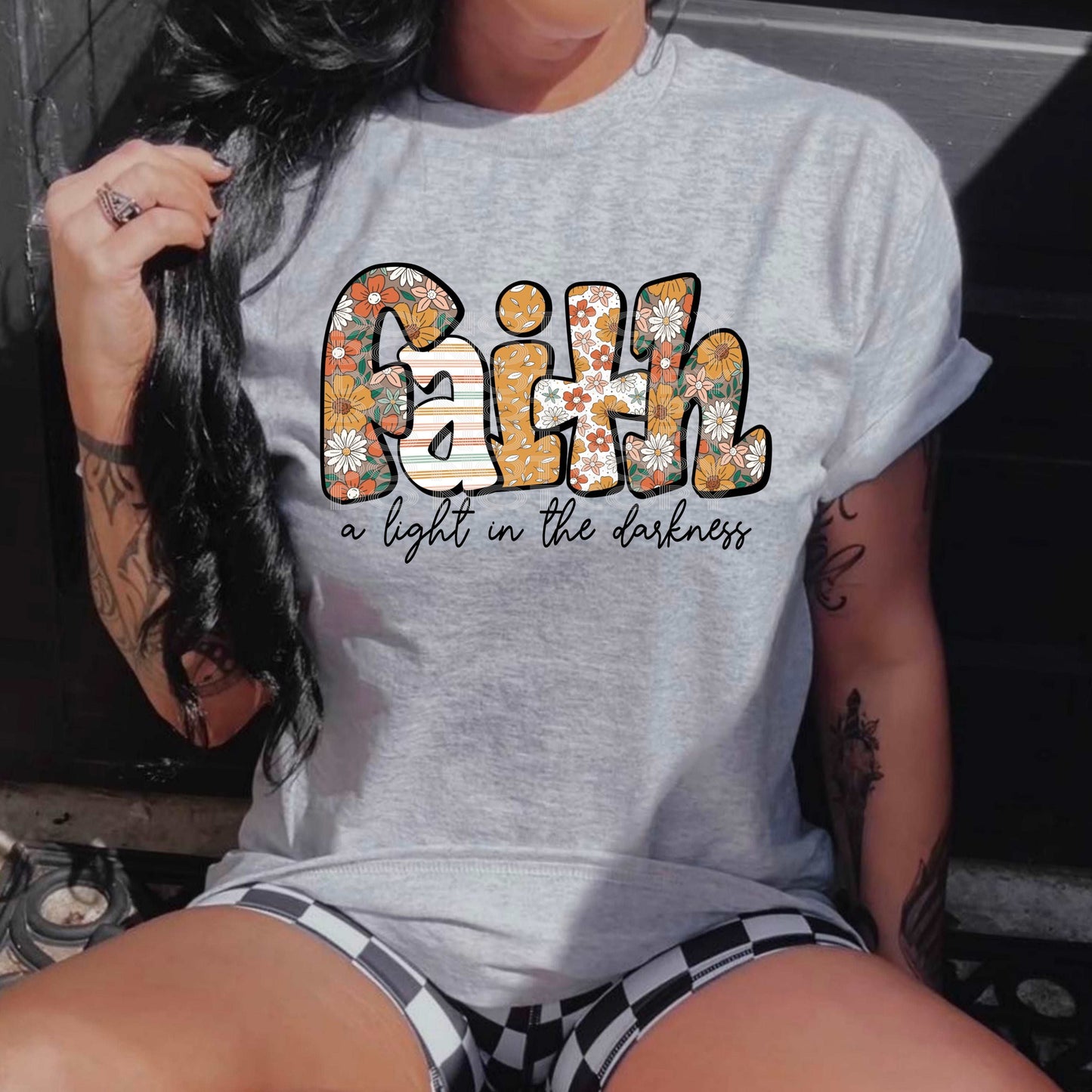 Faith A Light In Darkness #3250- Ready to Press DTF Transfer Full Color - Pro Blanks