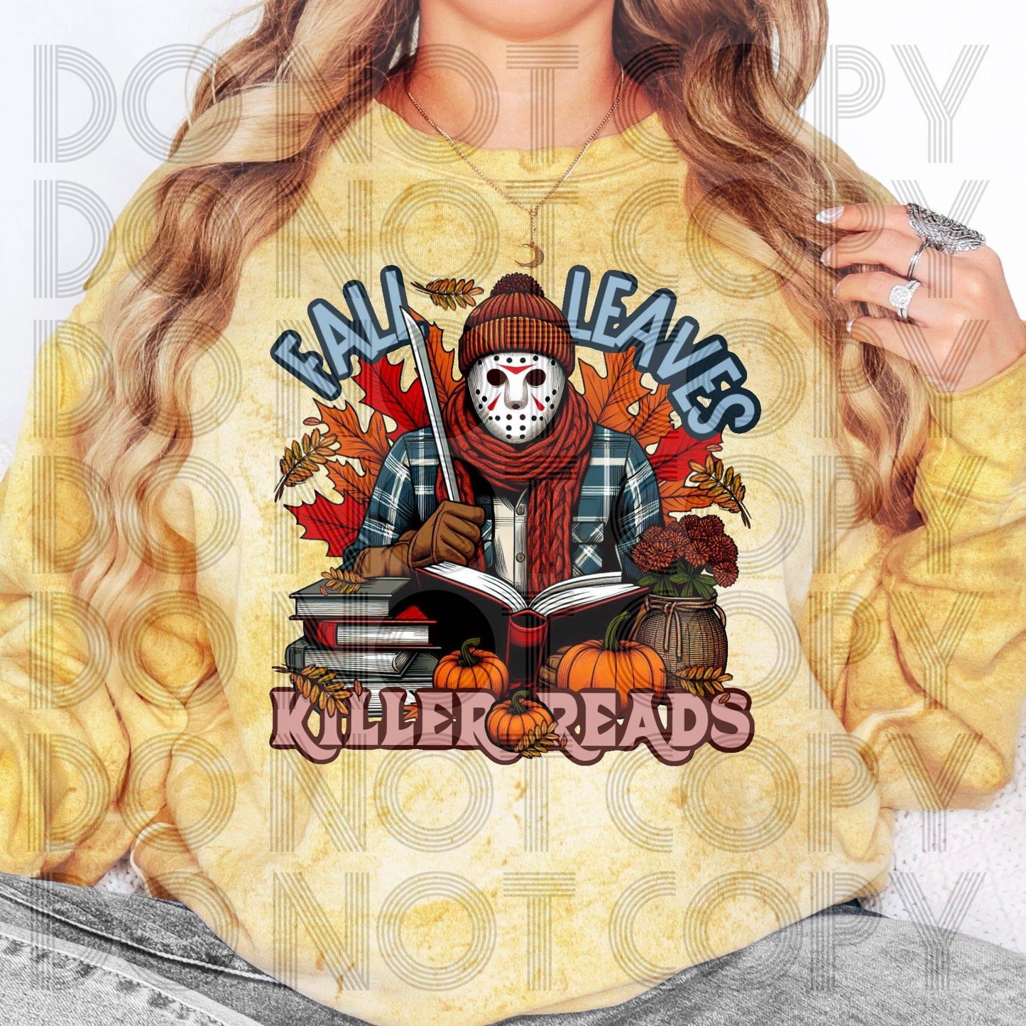 Fall Leaves Killer Reads #3821 - Ready to Press DTF Transfer Full Color - Pro Blanks