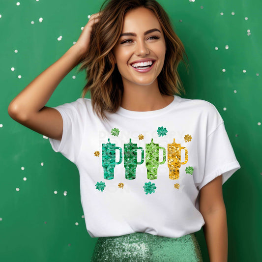 Faux Stanley Cups Green #1636  - Ready to Press DTF Transfer Full Color - Pro Blanks