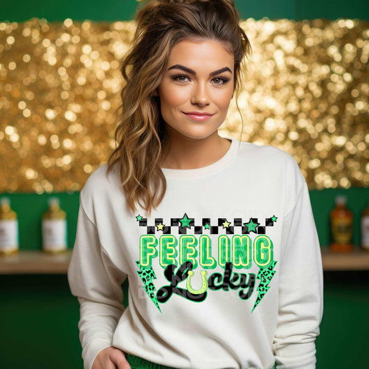 Feeling Lucky #1629  - Ready to Press DTF Transfer Full Color - Pro Blanks