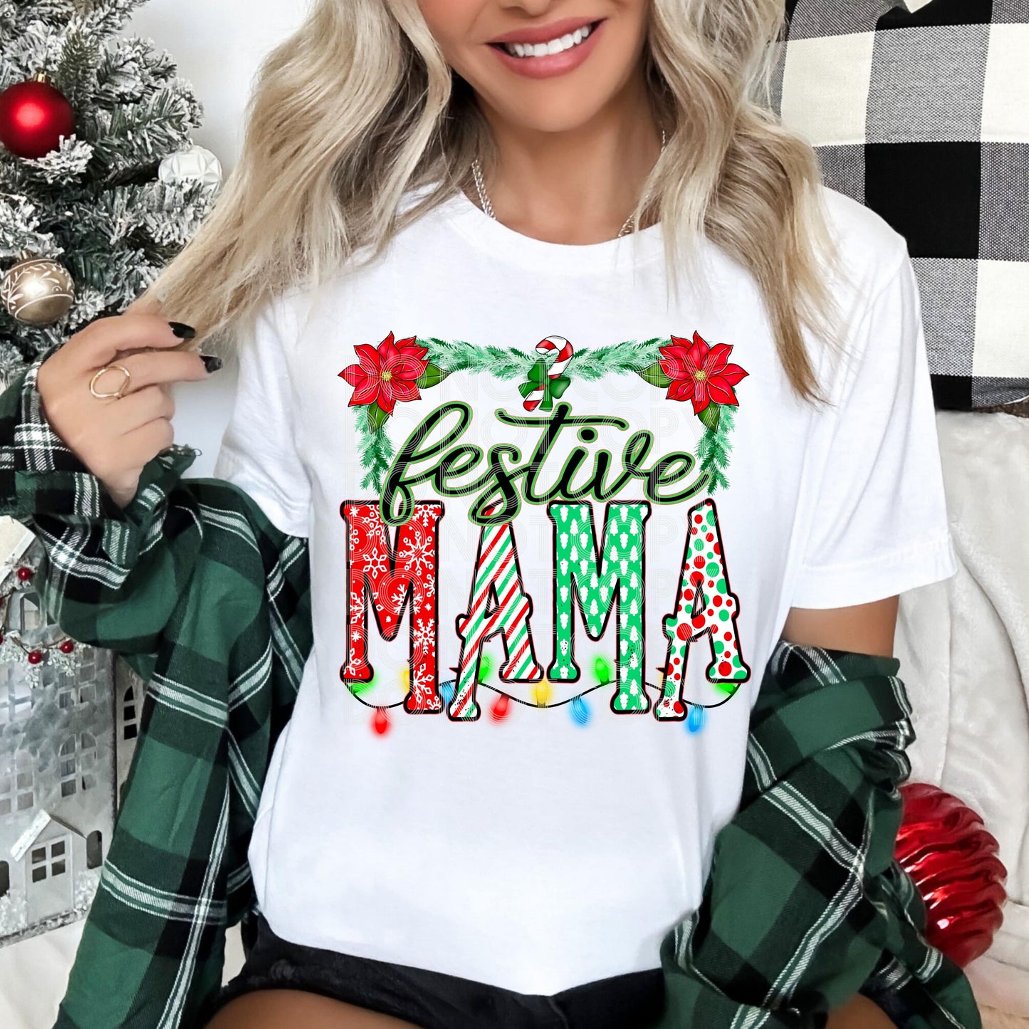 Festive Mama #3863 - Ready to Press DTF Transfer Full Color - Pro Blanks