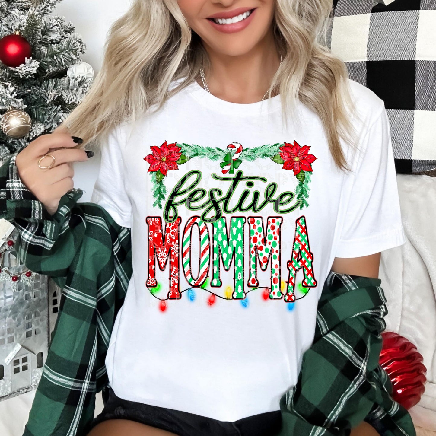 Festive Momma #3868 - Ready to Press DTF Transfer Full Color - Pro Blanks