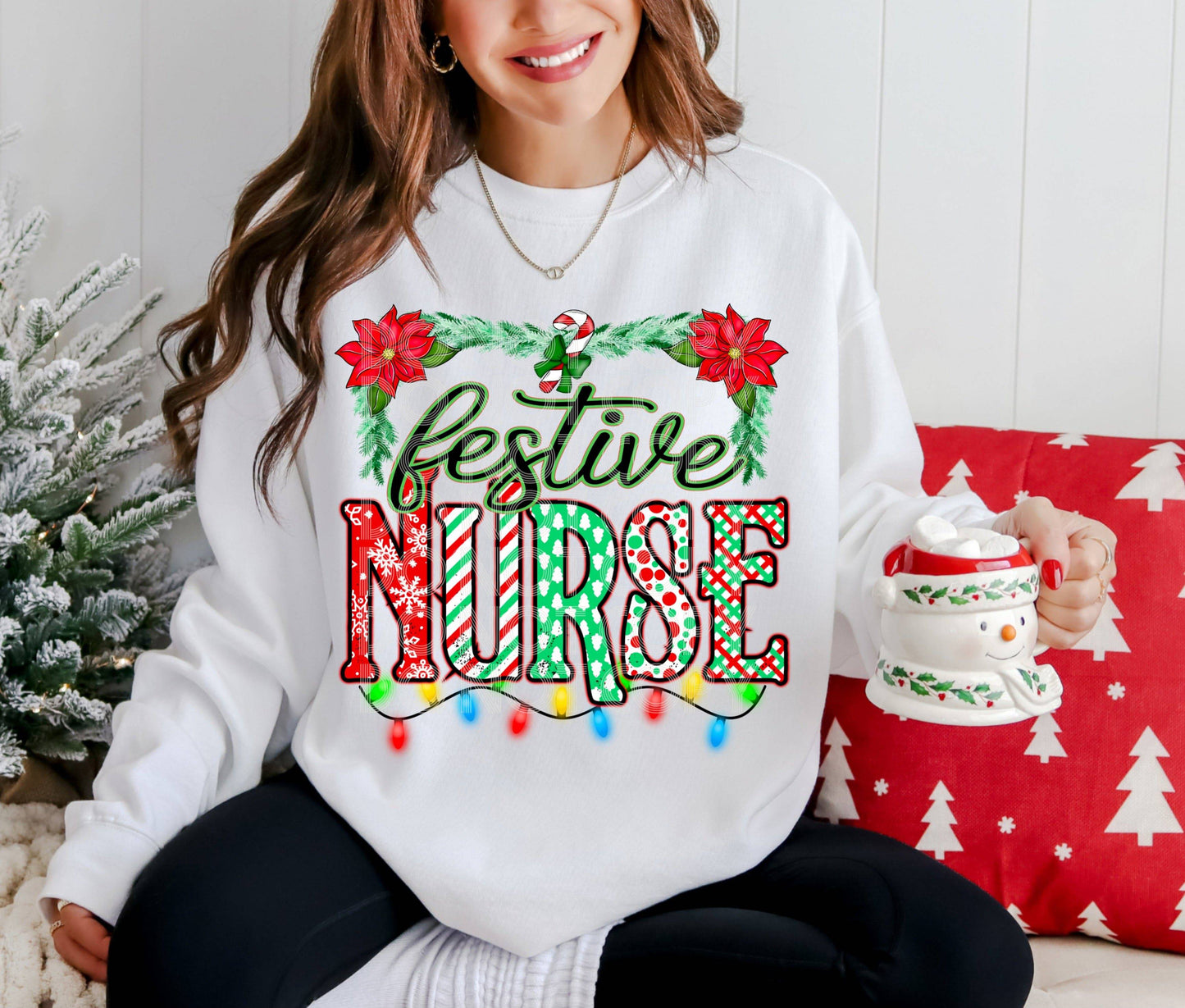 Festive Nurse #3866 - Ready to Press DTF Transfer Full Color - Pro Blanks