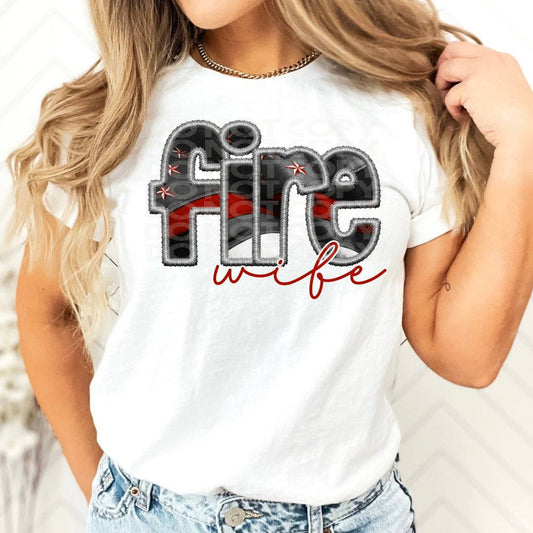 Fire Wife #1399  - Ready to Press DTF Transfer Full Color - Pro Blanks