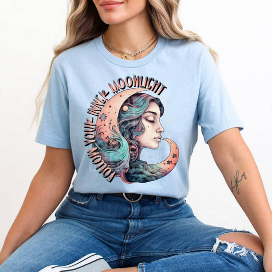 Follow Your Inner Moonlight #1573  - Ready to Press DTF Transfer Full Color - Pro Blanks