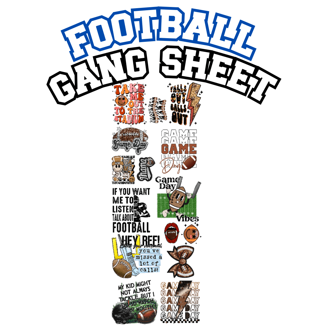 Football Premade 22x60 DTF Gang Sheet - Pro Blanks