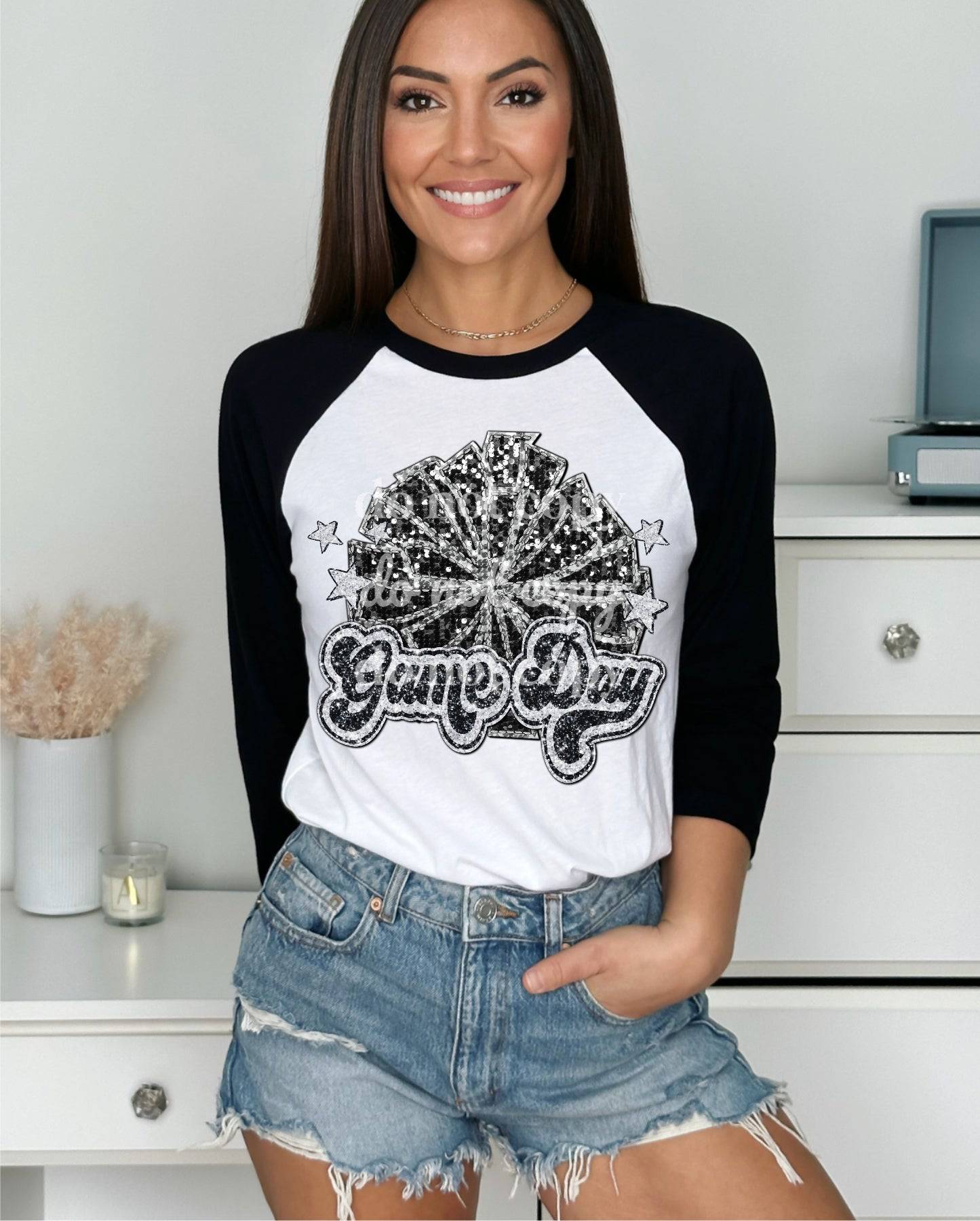 Game Day Cheer Black - Ready to Press DTF Transfer Full Color - Pro Blanks