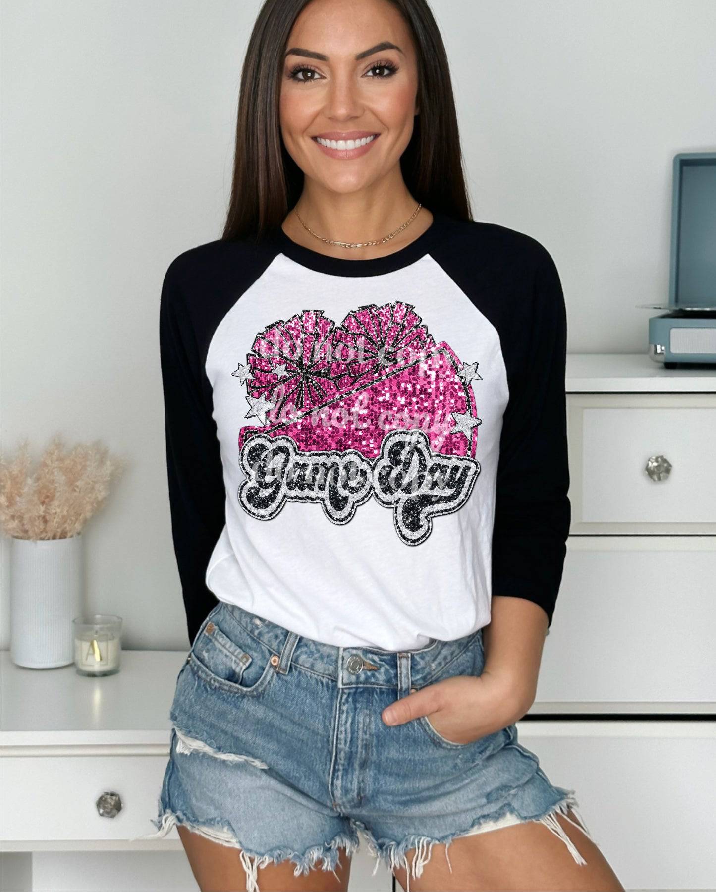 Game Day Cheer Pink - Ready to Press DTF Transfer Full Color - Pro Blanks