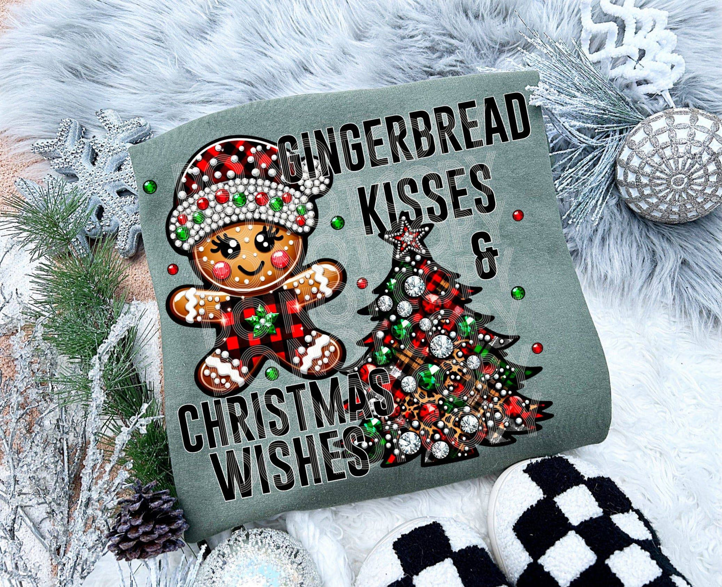 Gingerbread Kisses #3993 - Ready to Press DTF Transfer Full Color - Pro Blanks