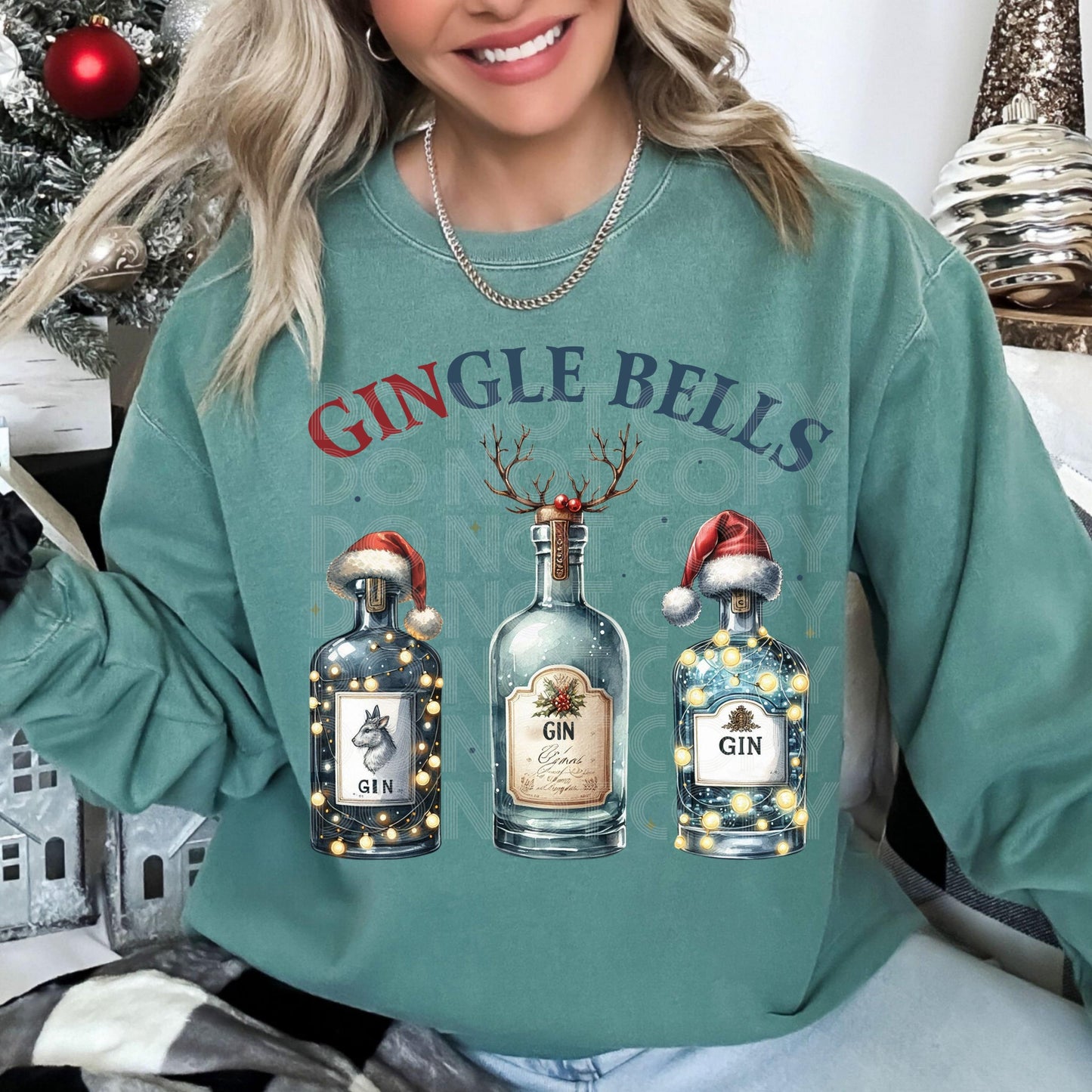 GinGle Bells #4114 - Ready to Press DTF Transfer Full Color - Pro Blanks