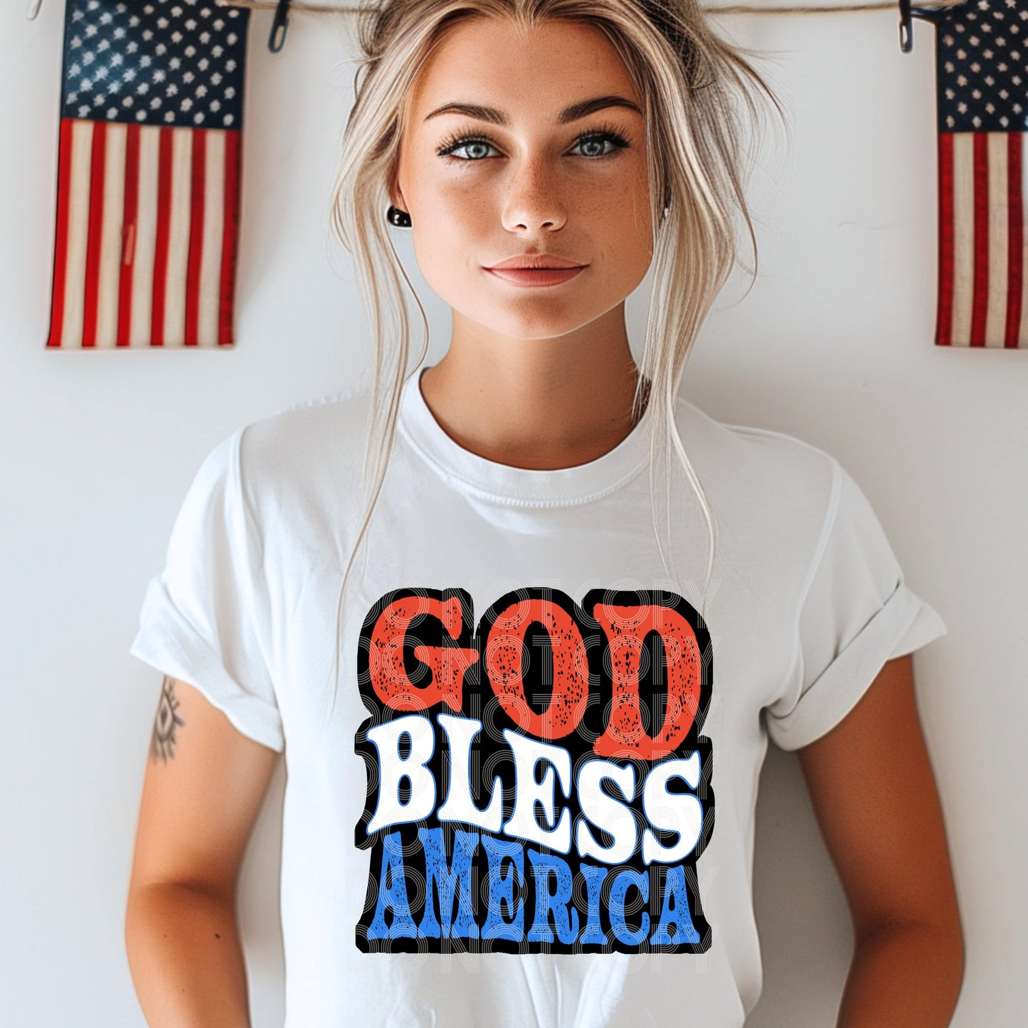 God Bless America #3200 - Ready to Press DTF Transfer Full Color - Pro Blanks