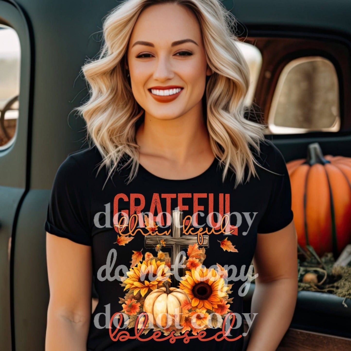 Grateful Thankful Blessed - Ready to Press DTF Transfer Full Color - Pro Blanks