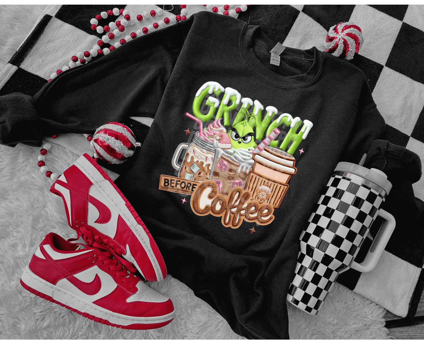 Grinch Before Coffee #3935 - Ready to Press DTF Transfer Full Color - Pro Blanks