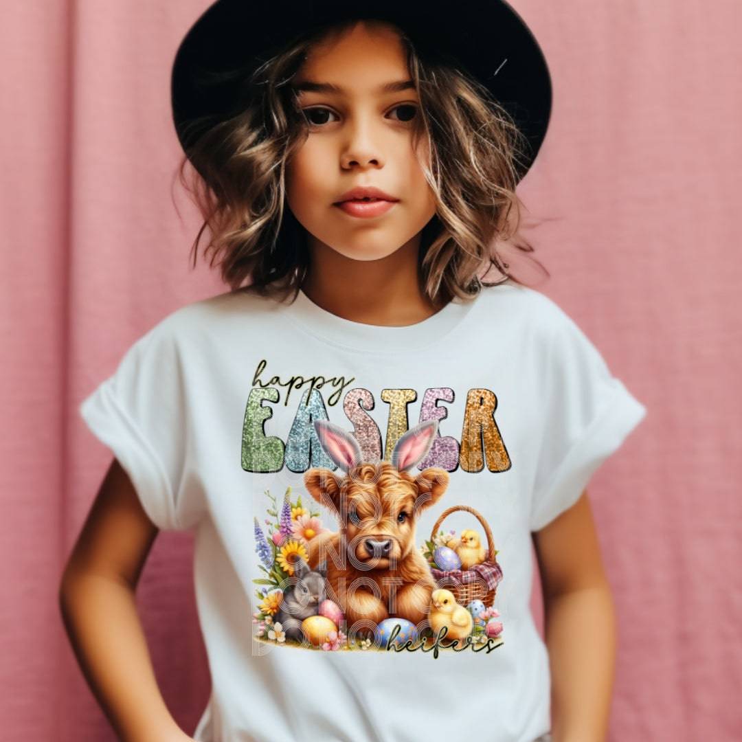 Happy Easter Heifers #1742 - Ready to Press DTF Transfer Full Color - Pro Blanks