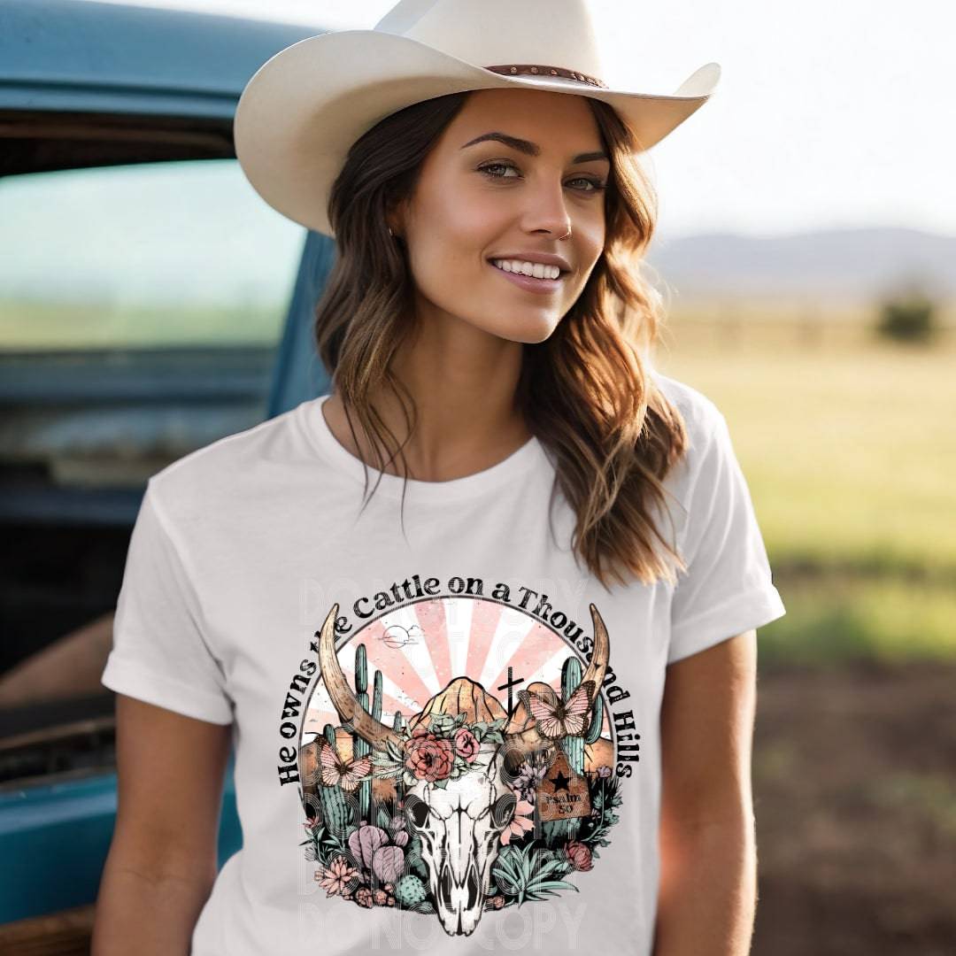 He Owns The Cattle #1805 - Ready to Press DTF Transfer Full Color - Pro Blanks