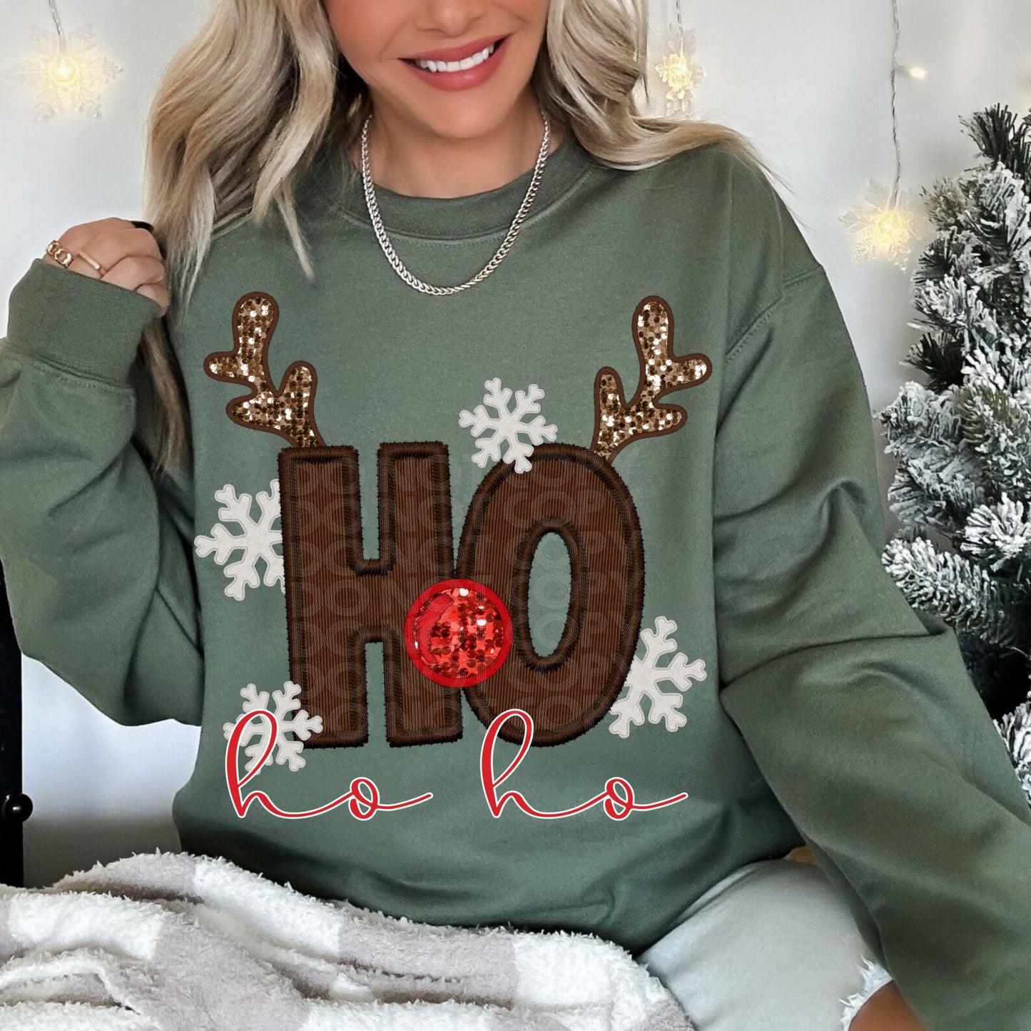 Ho Ho Ho Reindeer #3898 - Ready to Press DTF Transfer Full Color - Pro Blanks