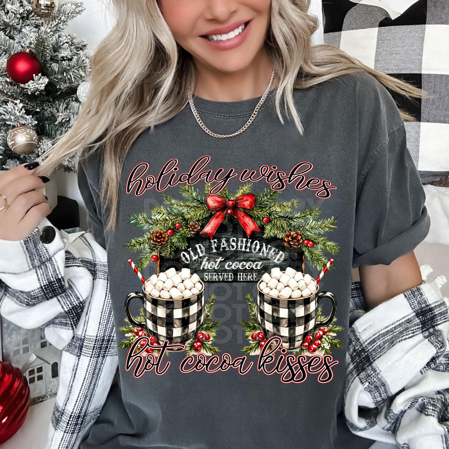 Holiday Wishes Hot Cocoa Kisses #3941 - Ready to Press DTF Transfer Full Color - Pro Blanks