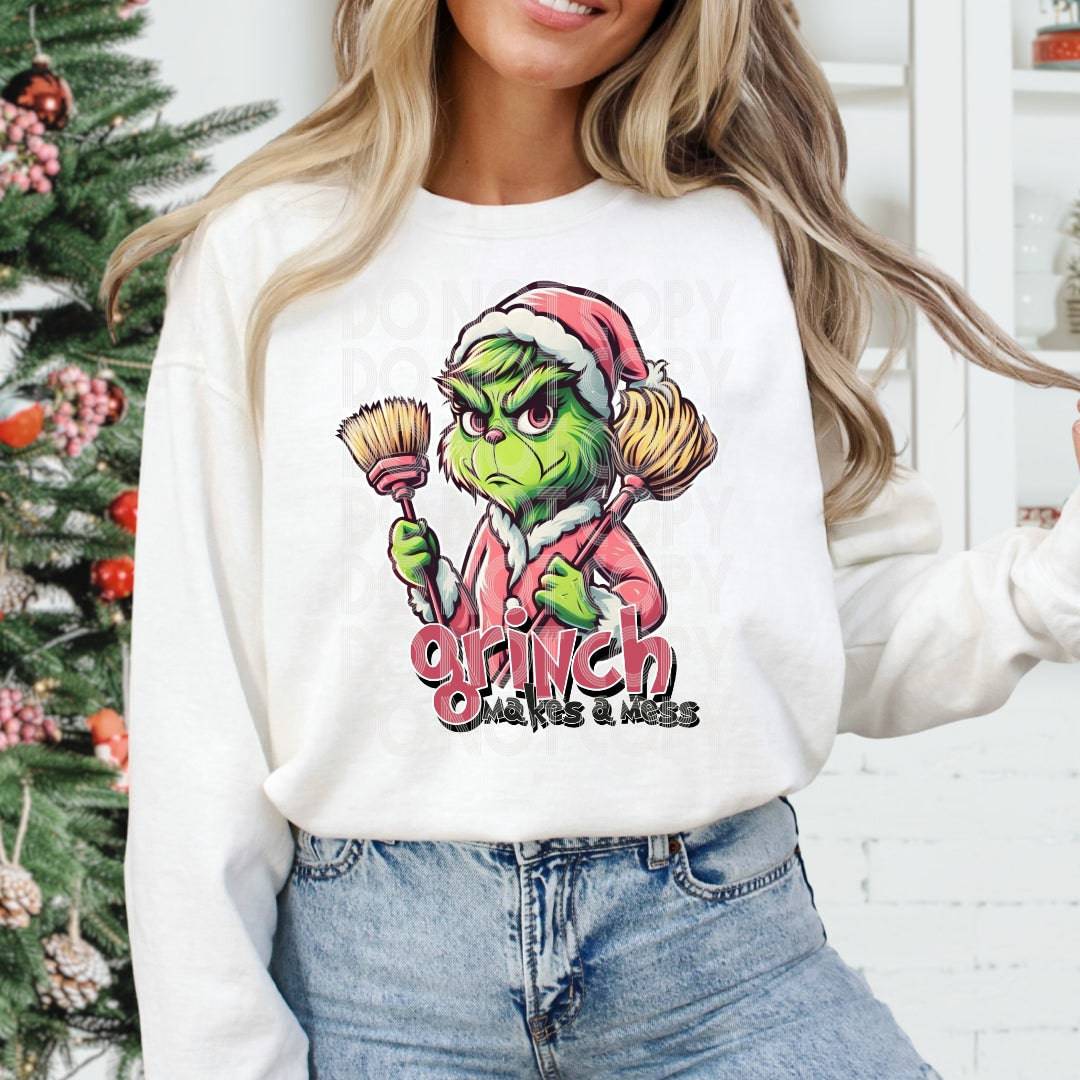 Housekeeper Grinch #1217 - Ready to Press DTF Transfer Full Color - Pro Blanks
