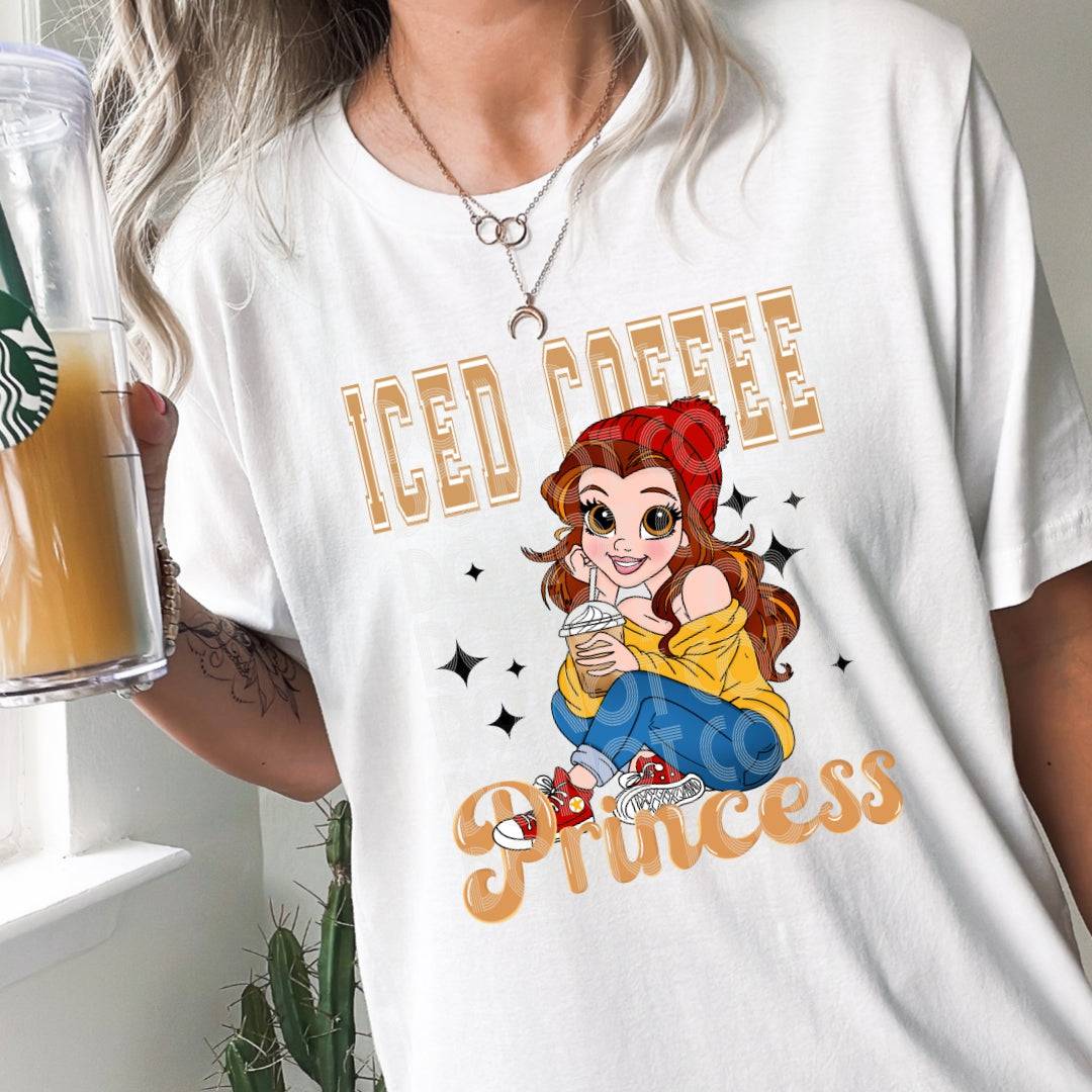 Iced Coffee Princess Belle #1500  - Ready to Press DTF Transfer Full Color - Pro Blanks