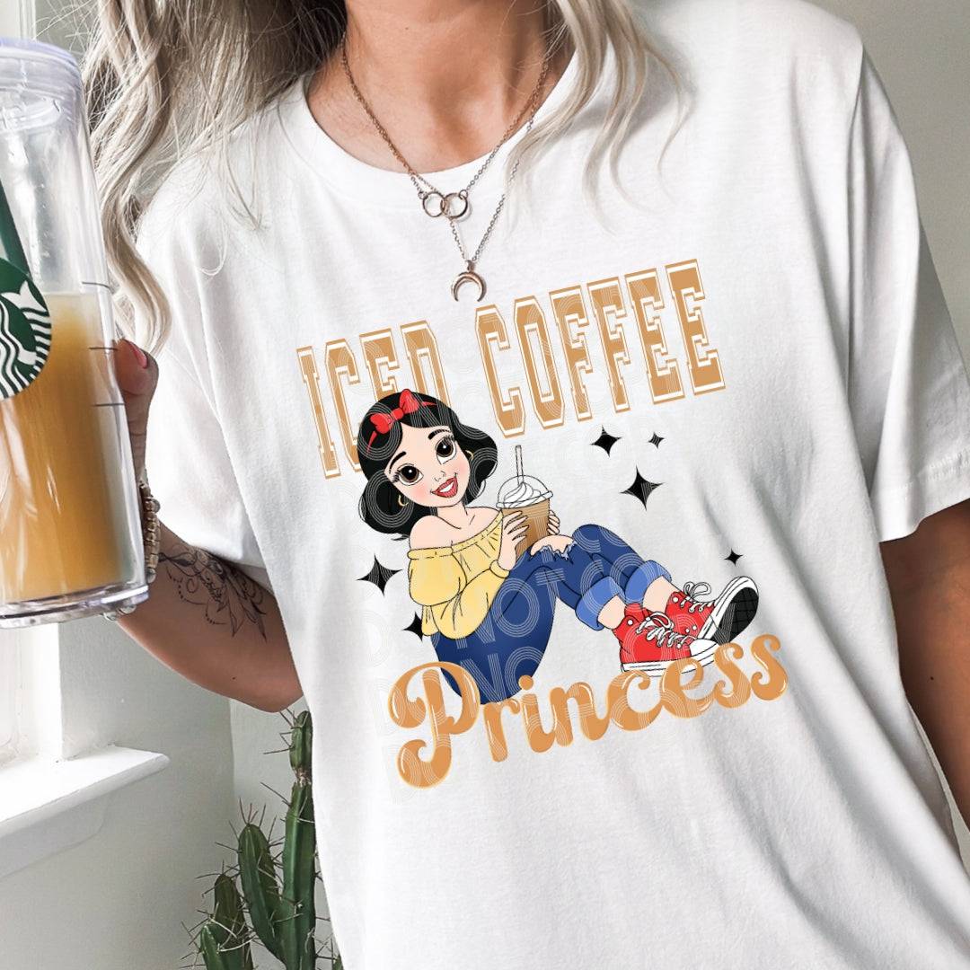 Iced Coffee Princess Snow White #1502  - Ready to Press DTF Transfer Full Color - Pro Blanks