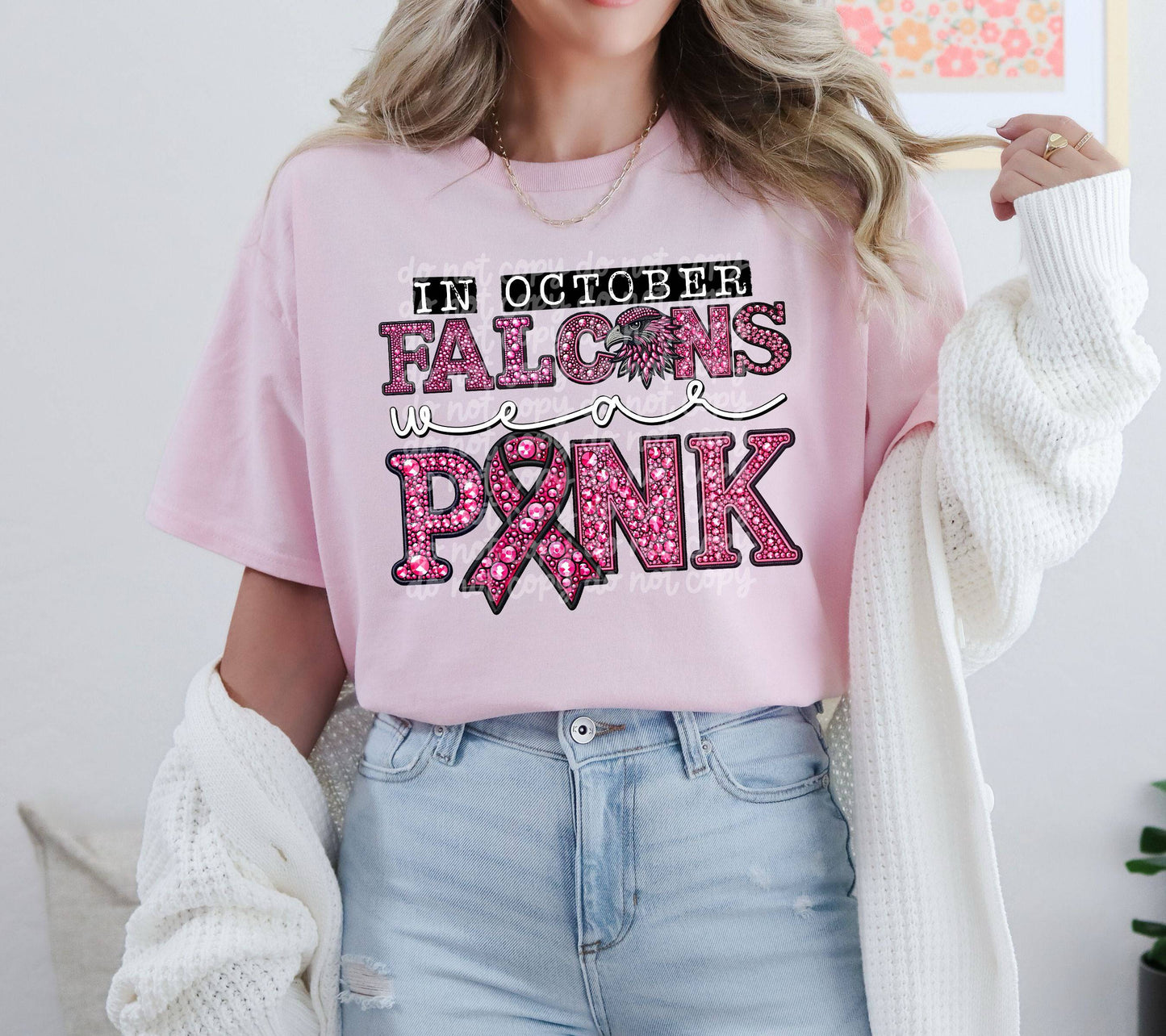 In October Falcons Wear Pink #3649 - Ready to Press DTF Transfer Full Color - Pro Blanks