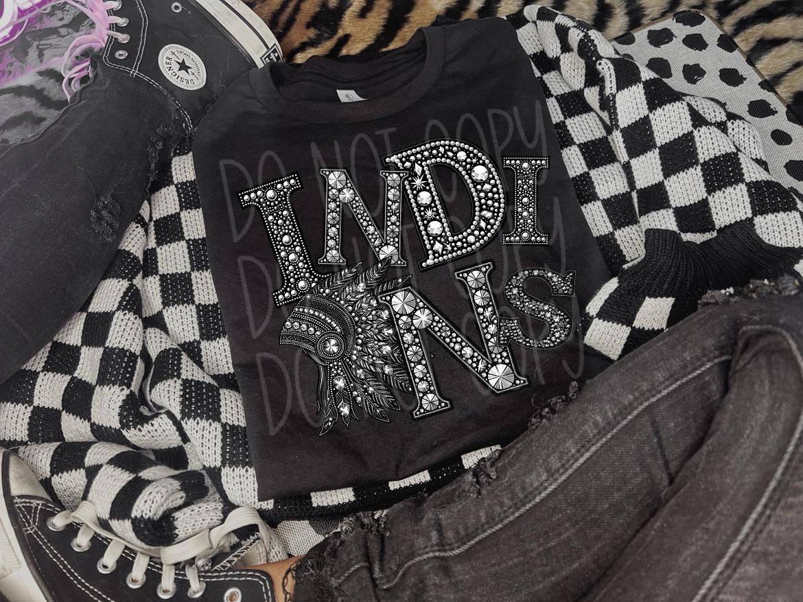 Indians Rhinestone #3502 - Ready to Press DTF Transfer Full Color - Pro Blanks