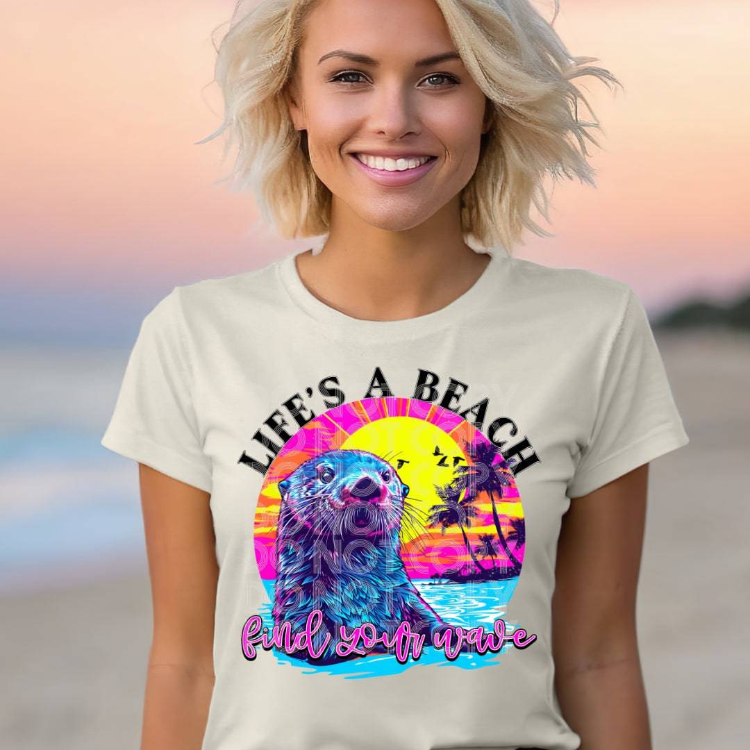 Life's A Beach #1949 - Ready to Press DTF Transfer Full Color - Pro Blanks