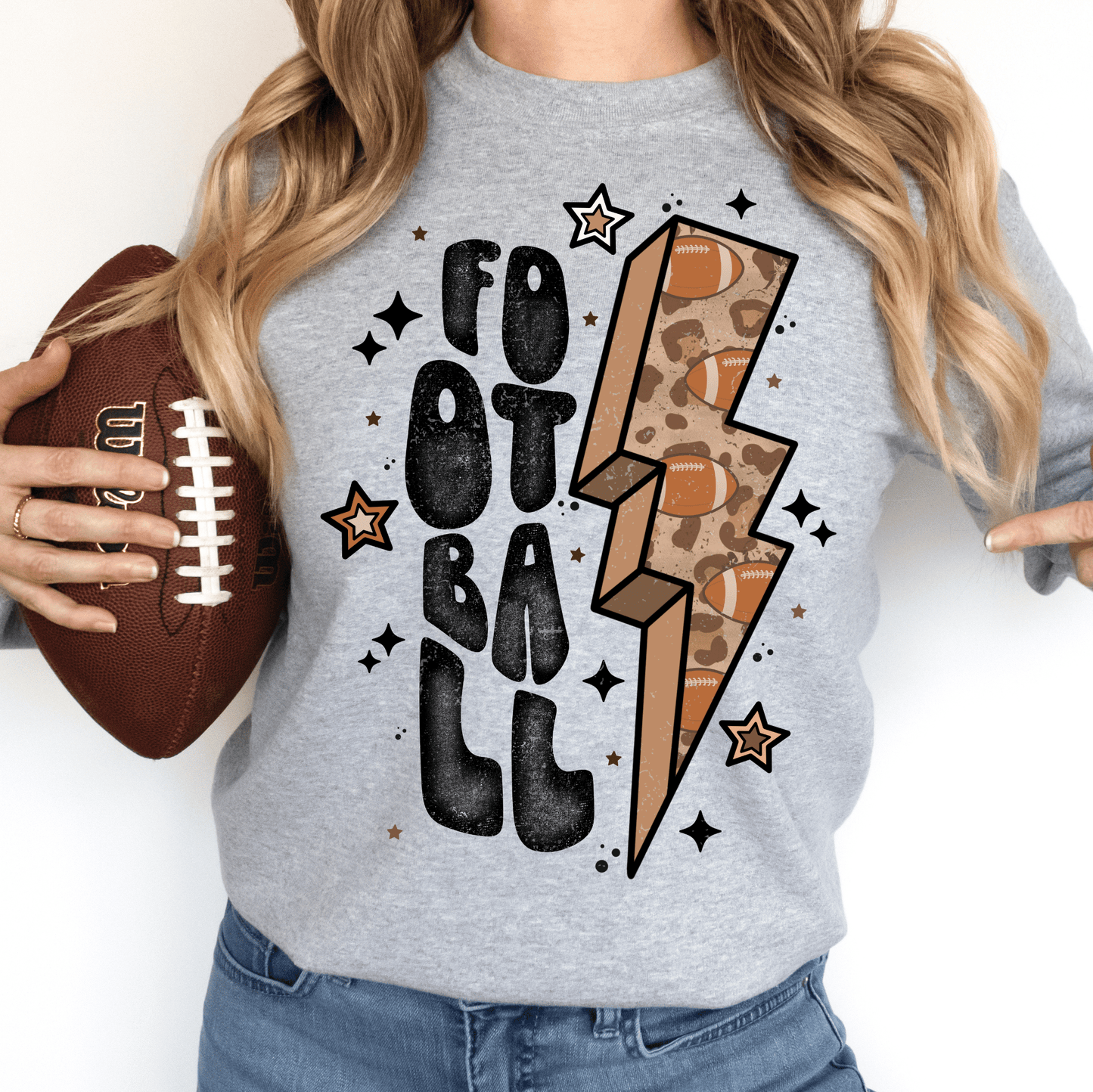 Lightning Football- Ready to Press DTF Transfer Full Color - Pro Blanks