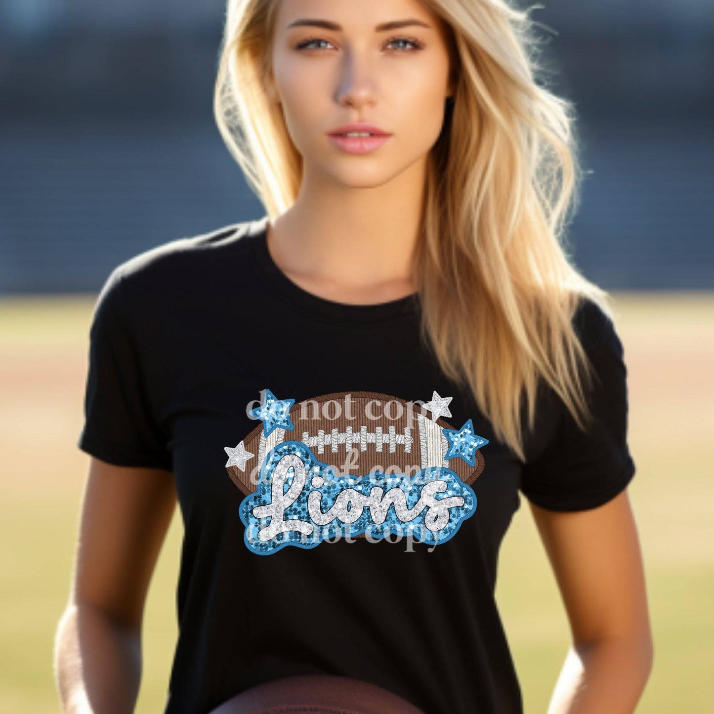 Lions Sequins & Embroidered - Ready to Press DTF Transfer Full Color - Pro Blanks