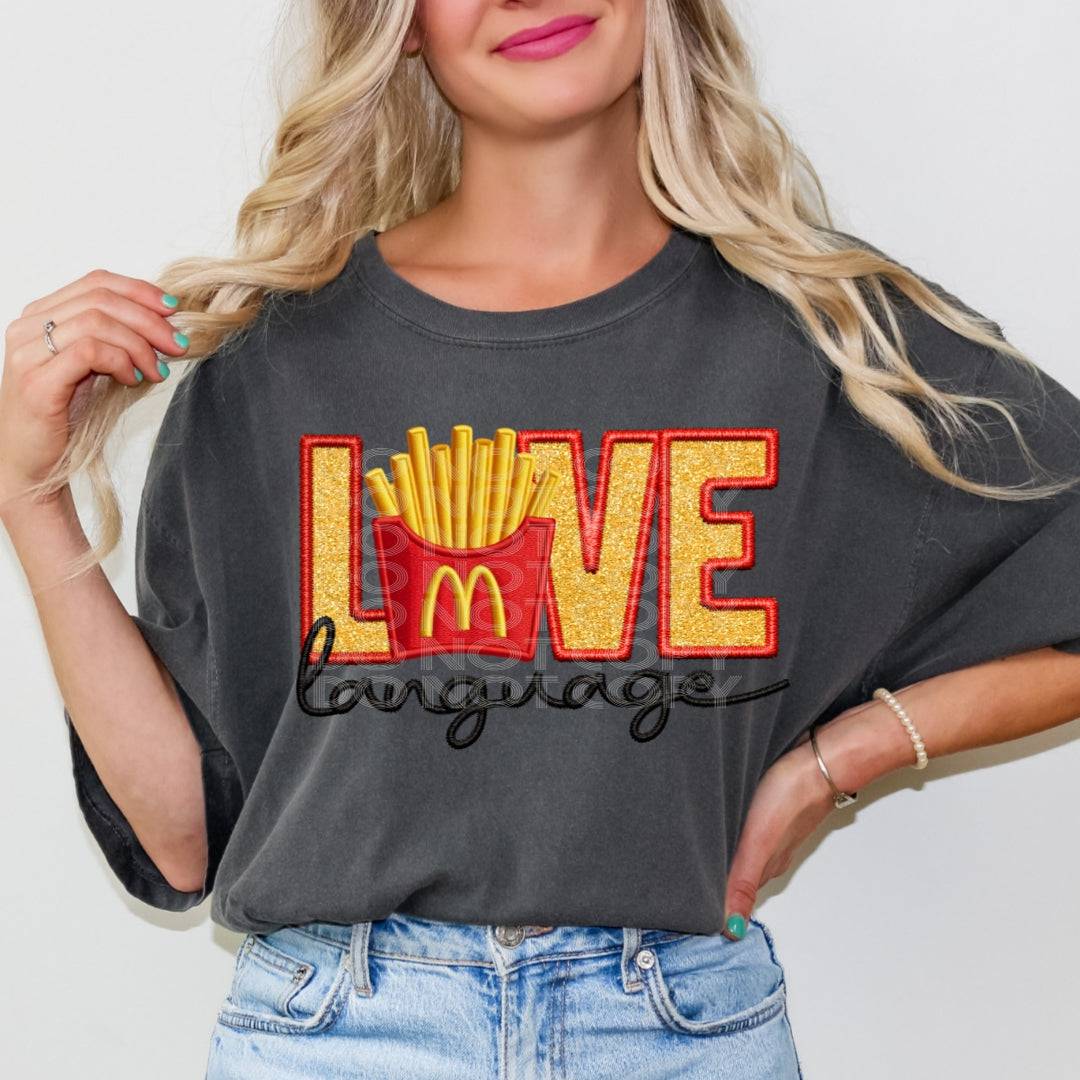 Love Language McD's Fries #1610  - Ready to Press DTF Transfer Full Color - Pro Blanks