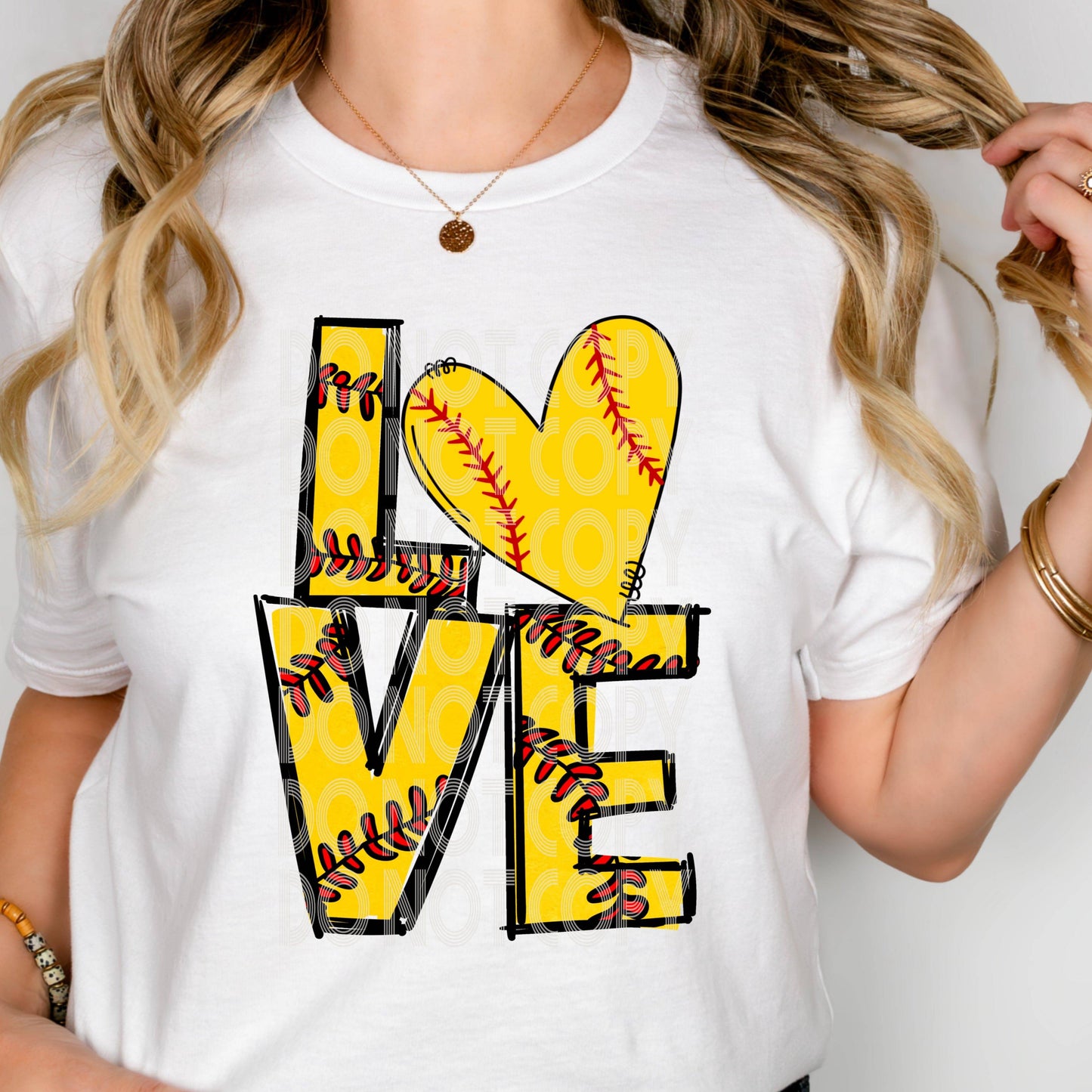 Love Softball #3073 - Ready to Press DTF Transfer Full Color - Pro Blanks