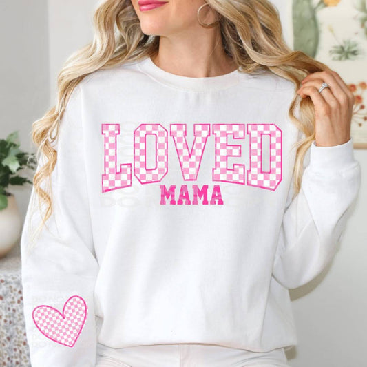 Loved Mama Heart SLEEVE ONLY #1506  - Ready to Press DTF Transfer Full Color - Pro Blanks