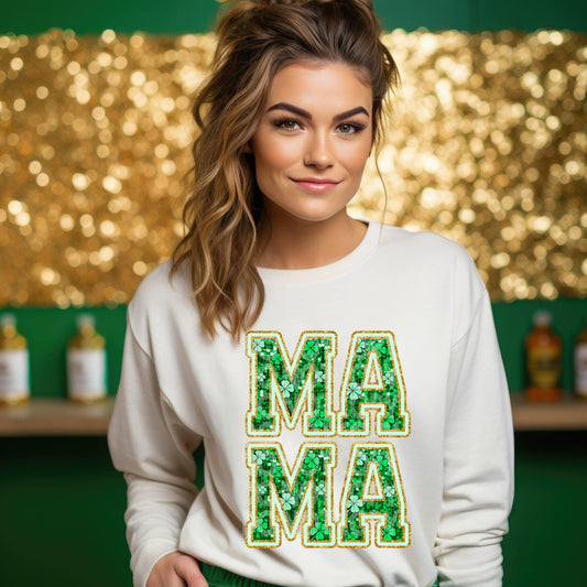 Mama Green Clover #1633  - Ready to Press DTF Transfer Full Color - Pro Blanks