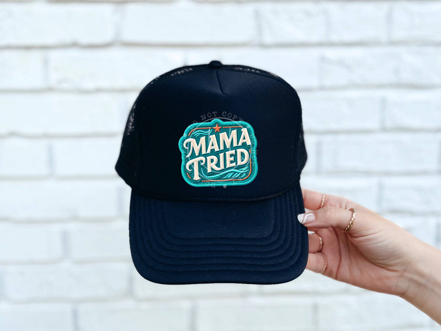 Mama Tried #3434 HAT PATCH ONLY - Ready to Press DTF Transfer Full Color - Pro Blanks