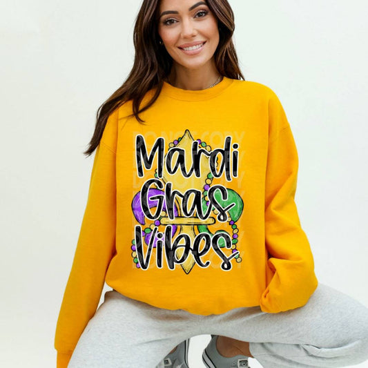 Mardi Gras Vibes #1354 - Ready to Press DTF Transfer Full Color - Pro Blanks