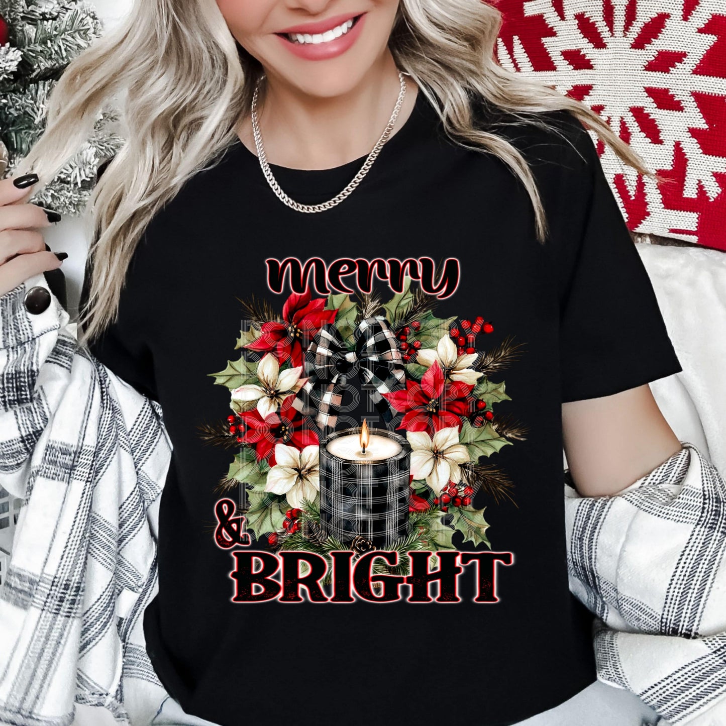 Merry & Bright #3950 - Ready to Press DTF Transfer Full Color - Pro Blanks