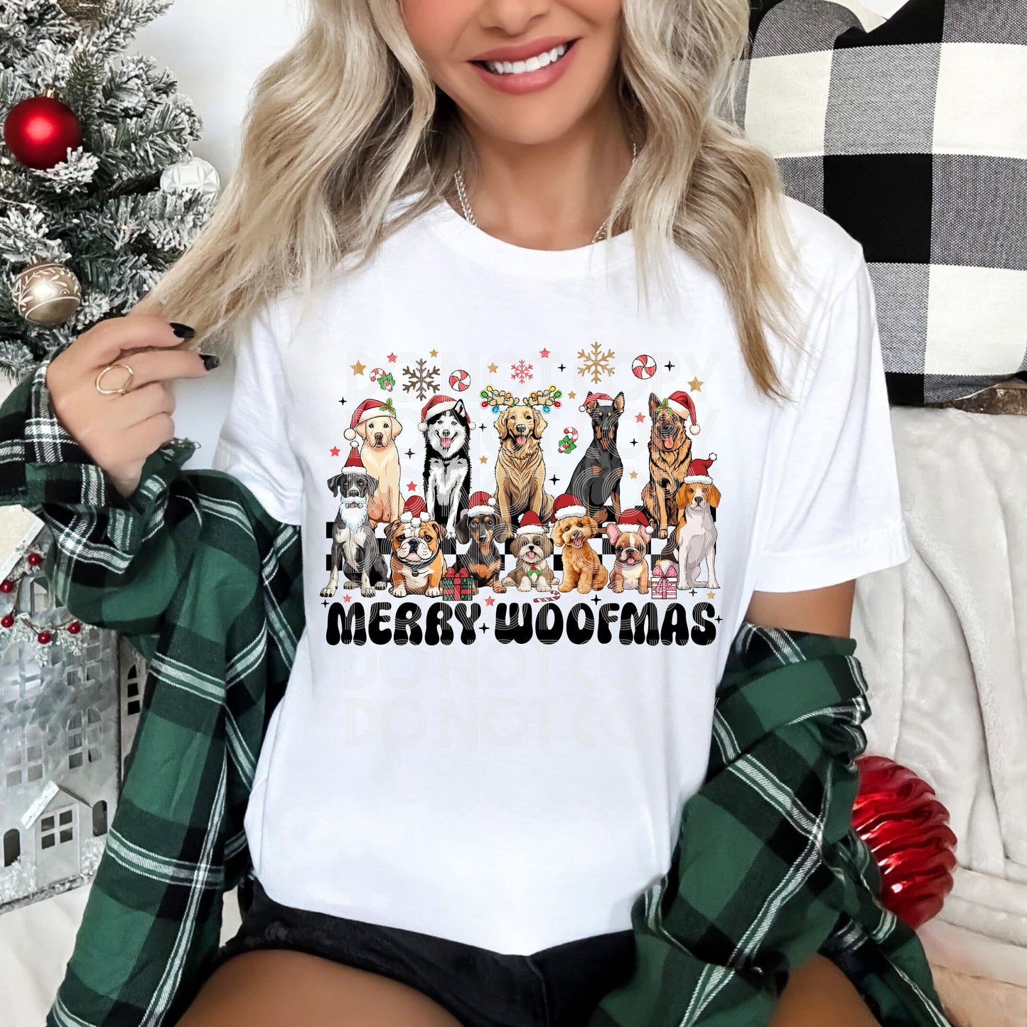 Merry Woofmas #3969 - Ready to Press DTF Transfer Full Color - Pro Blanks