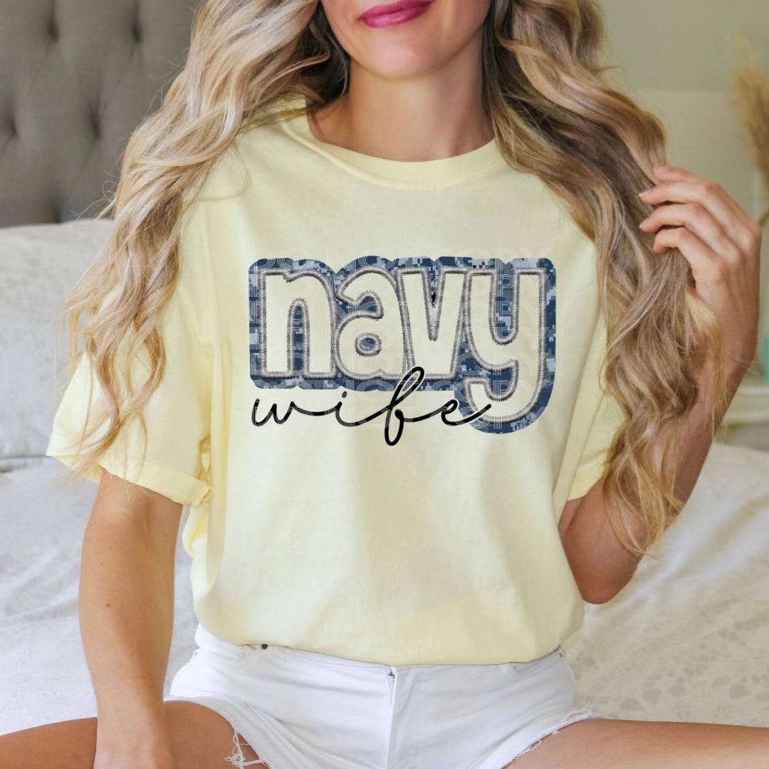 Navy Wife #1517 - Ready to Press DTF Transfer Full Color - Pro Blanks