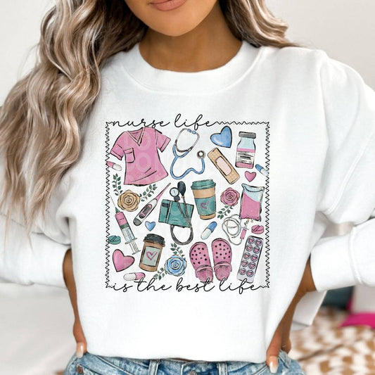 Nurse Life Is The Best Life #1622  - Ready to Press DTF Transfer Full Color - Pro Blanks