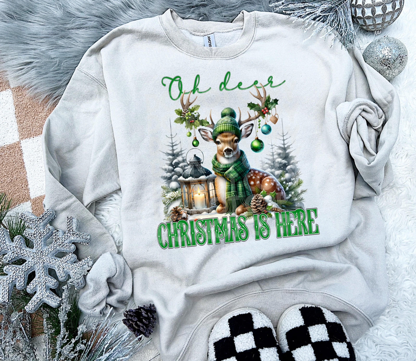 Oh Deer Christmas Is Here #4052 - Ready to Press DTF Transfer Full Color - Pro Blanks