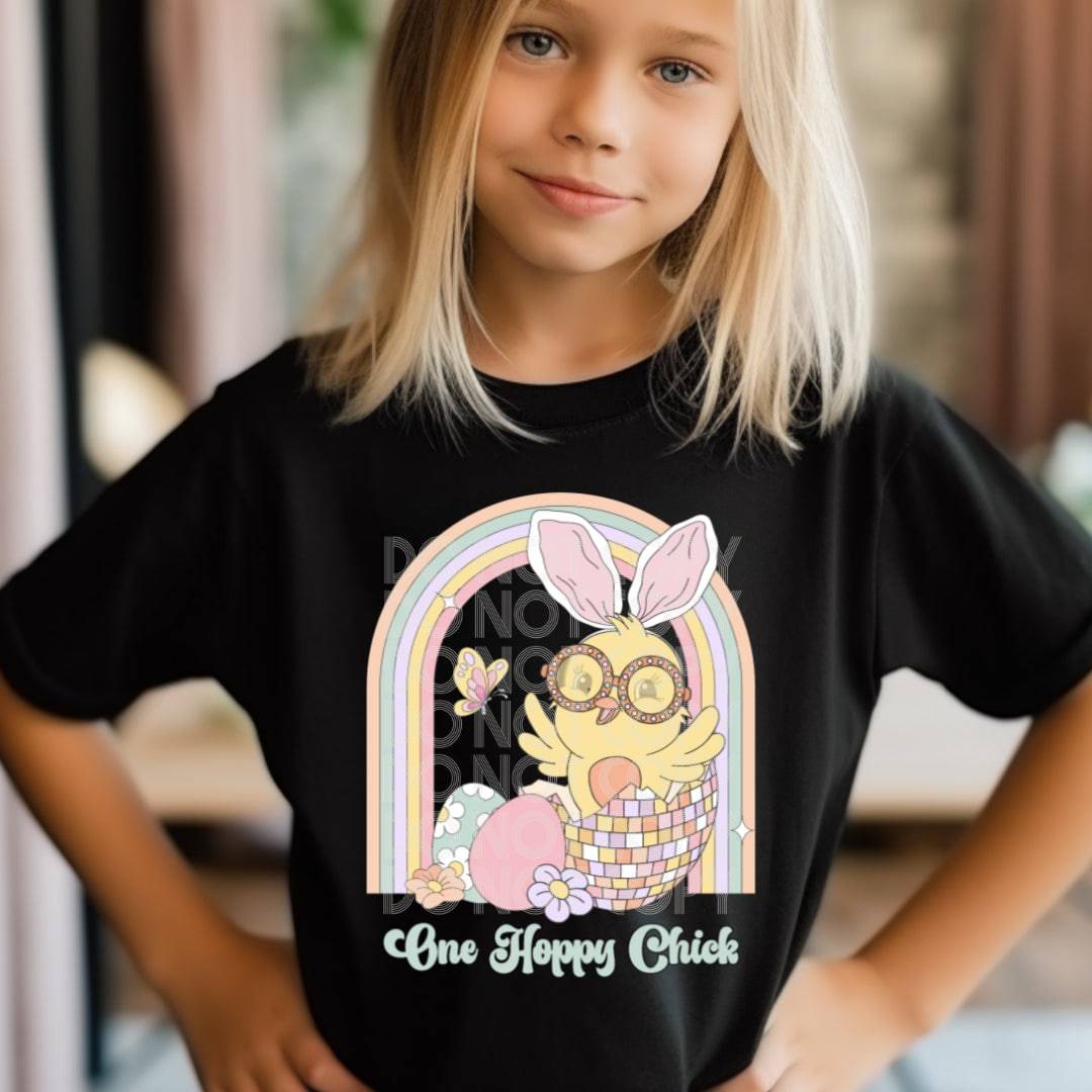 One Hoppy Chick #1739 - Ready to Press DTF Transfer Full Color - Pro Blanks