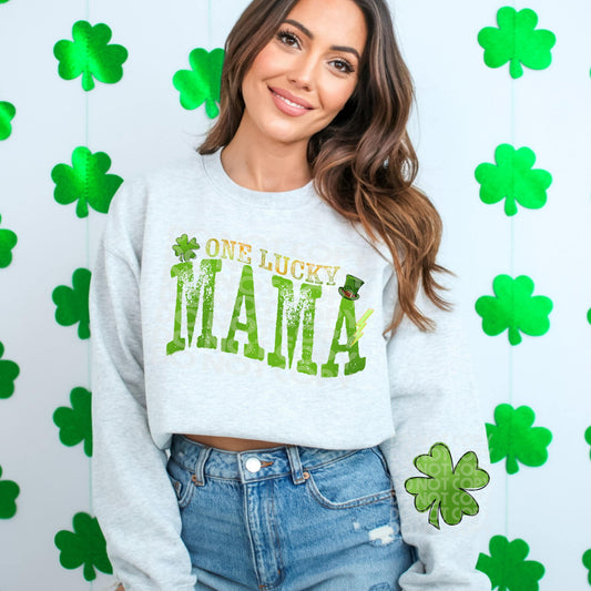 One Lucky Mama #1681  - Ready to Press DTF Transfer Full Color - Pro Blanks