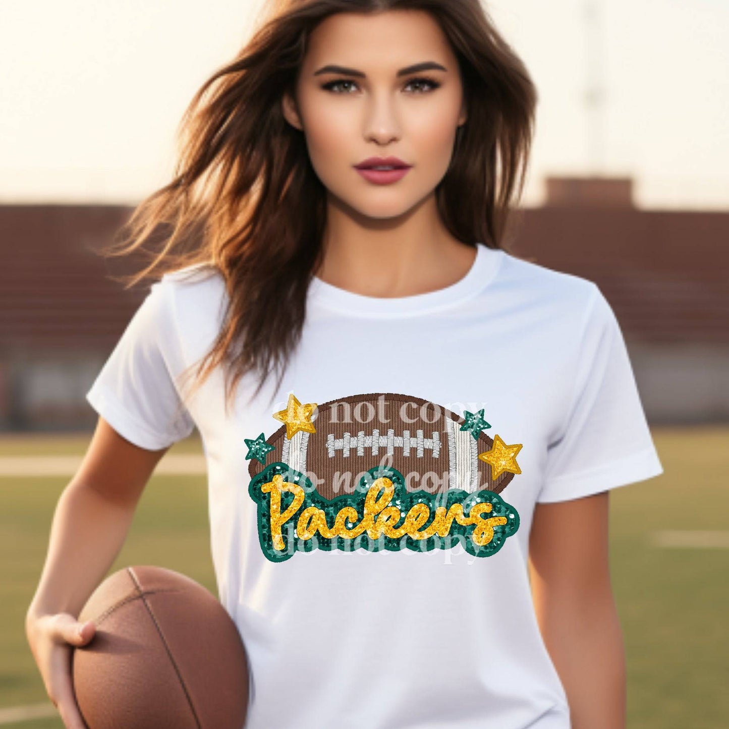 Packers Sequins & Embroidered - Ready to Press DTF Transfer Full Color - Pro Blanks