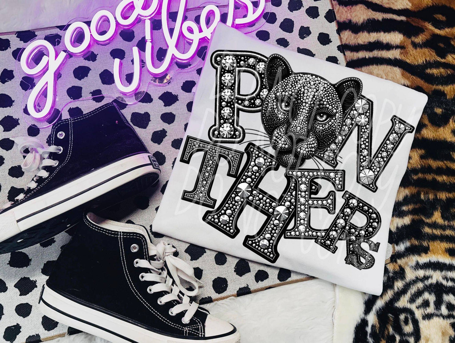 Panthers Rhinestone #3500 - Ready to Press DTF Transfer Full Color - Pro Blanks