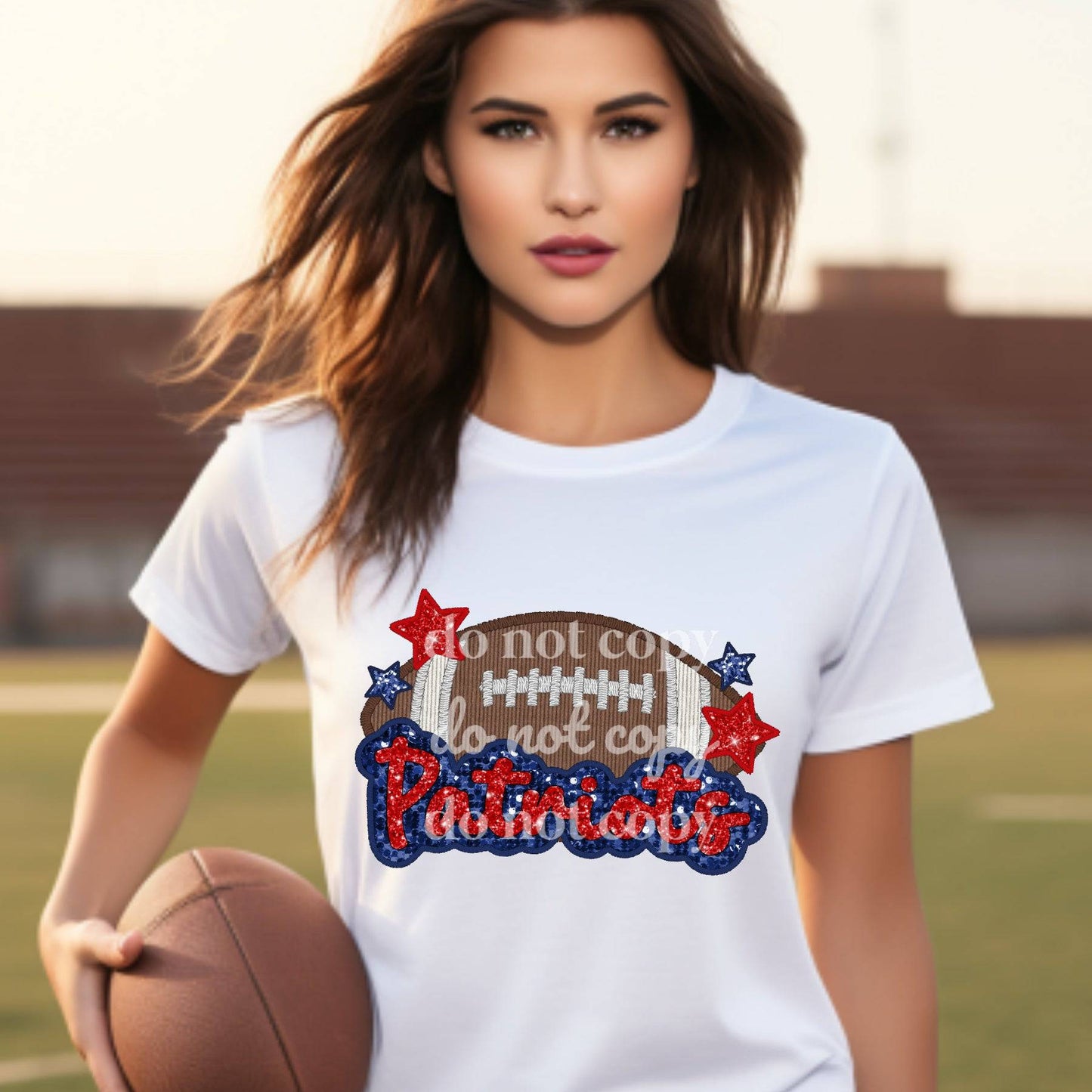 Patriots Sequins & Embroidered - Ready to Press DTF Transfer Full Color - Pro Blanks