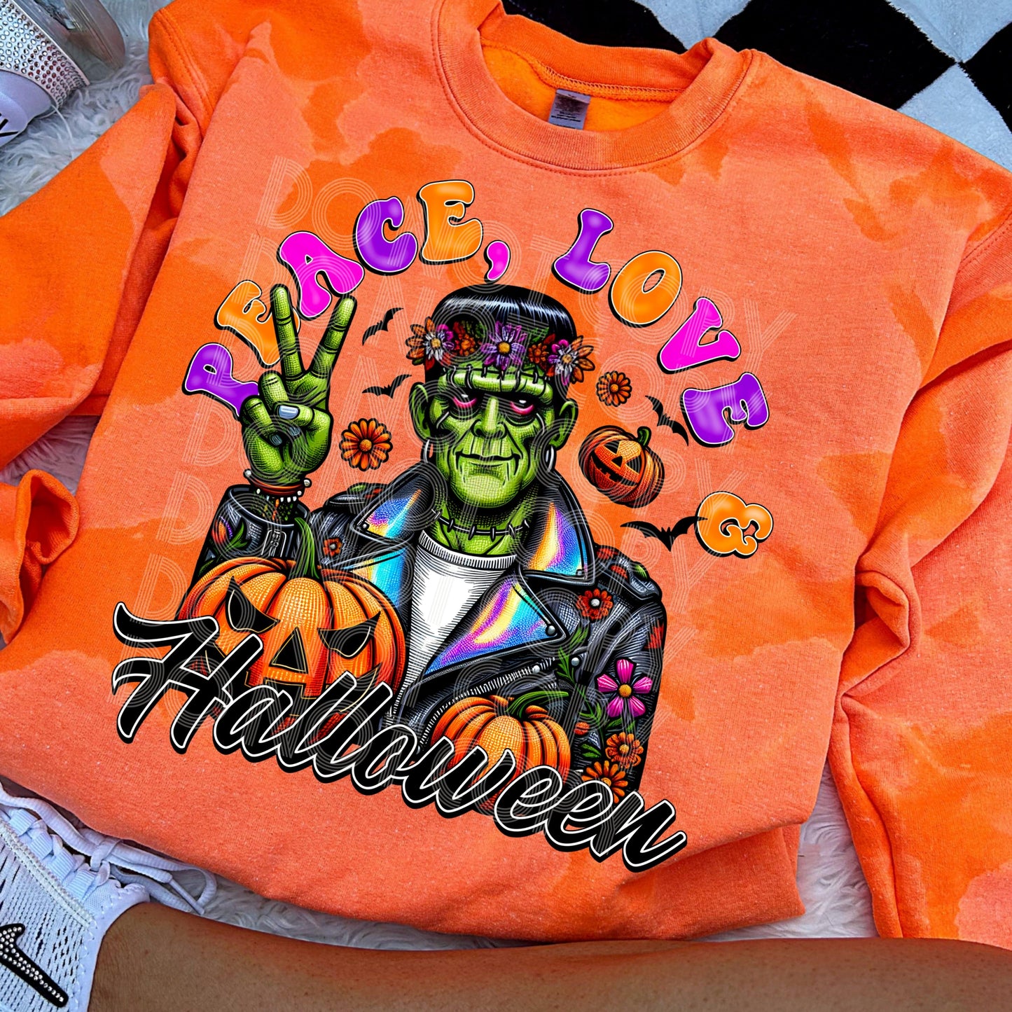 Peace Love And Halloween #3808 - Ready to Press DTF Transfer Full Color - Pro Blanks