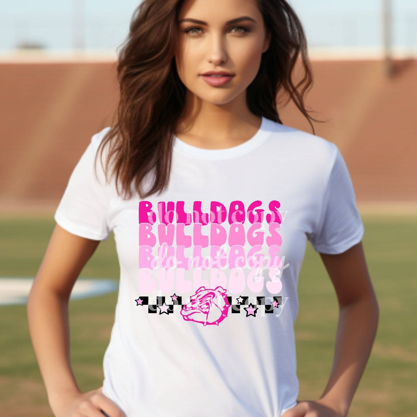 Pink Stacked Bulldogs - Ready to Press DTF Transfer Full Color - Pro Blanks