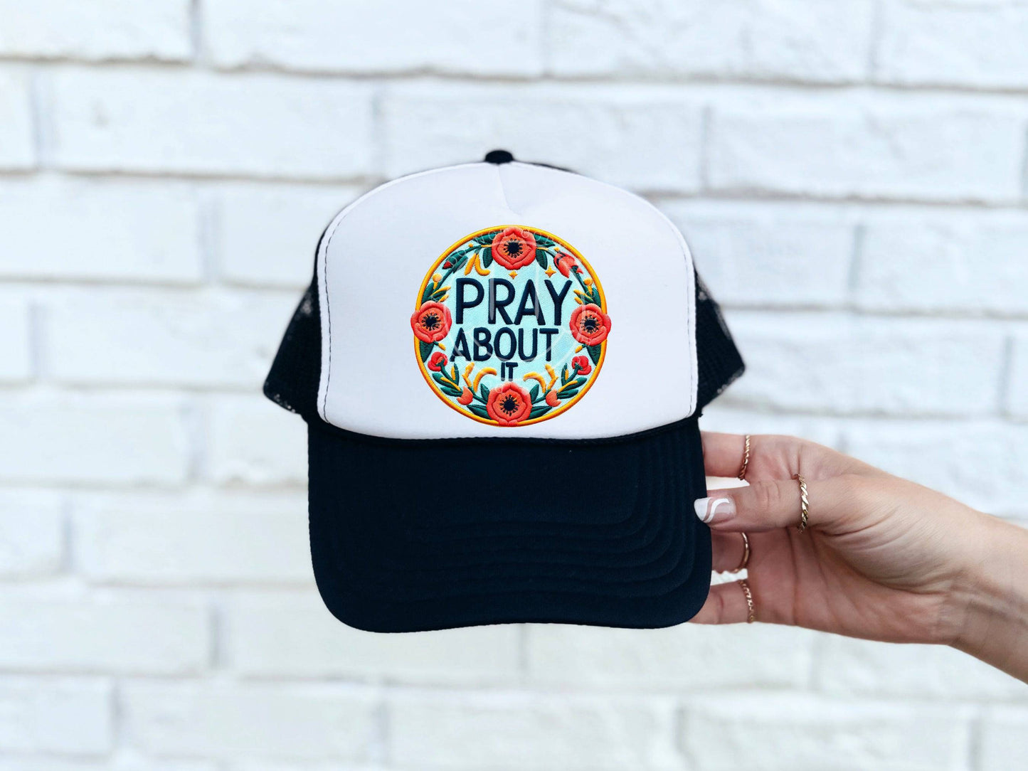 Pray About It #3432 HAT PATCH ONLY - Ready to Press DTF Transfer Full Color - Pro Blanks